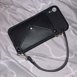 Xr case, wallet on the back with button to close